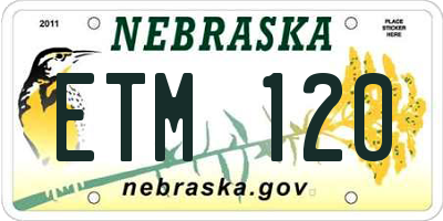 NE license plate ETM120