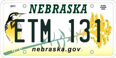 NE license plate ETM131
