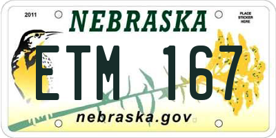 NE license plate ETM167