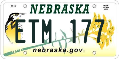 NE license plate ETM177