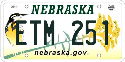 NE license plate ETM251