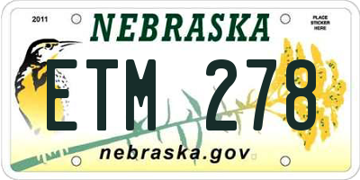 NE license plate ETM278