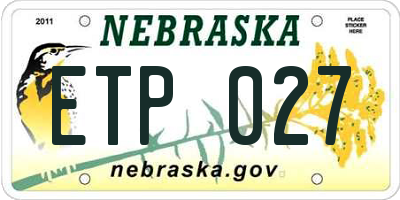 NE license plate ETP027