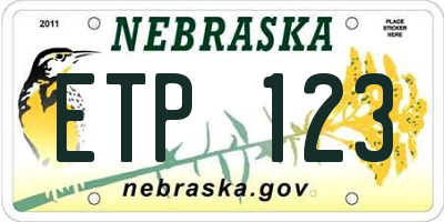 NE license plate ETP123