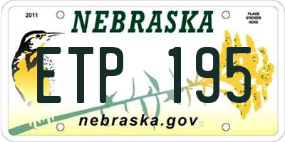 NE license plate ETP195
