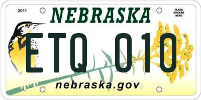 NE license plate ETQ010