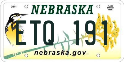 NE license plate ETQ191