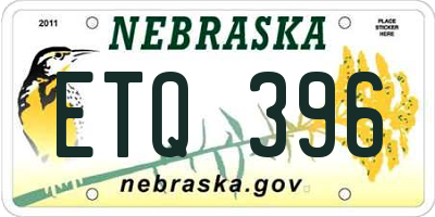 NE license plate ETQ396