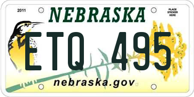 NE license plate ETQ495
