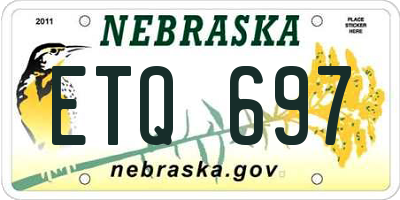NE license plate ETQ697