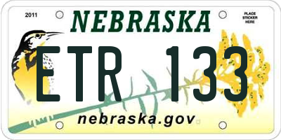 NE license plate ETR133