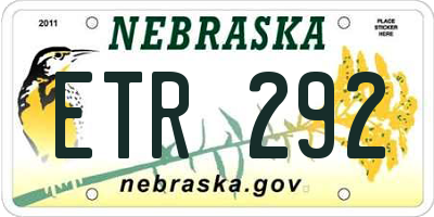 NE license plate ETR292