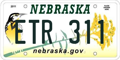 NE license plate ETR311