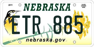 NE license plate ETR885