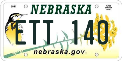 NE license plate ETT140