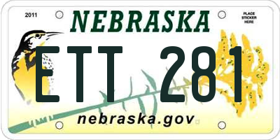 NE license plate ETT281