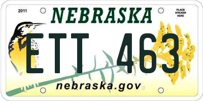 NE license plate ETT463