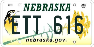 NE license plate ETT616