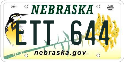 NE license plate ETT644