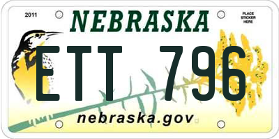 NE license plate ETT796