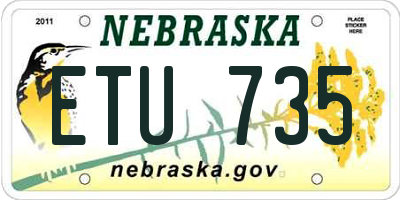 NE license plate ETU735