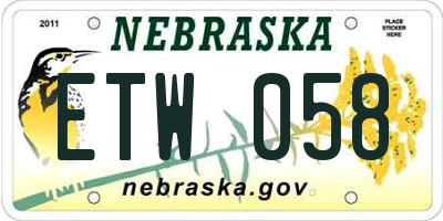 NE license plate ETW058