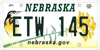 NE license plate ETW145