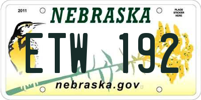 NE license plate ETW192