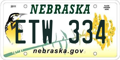 NE license plate ETW334