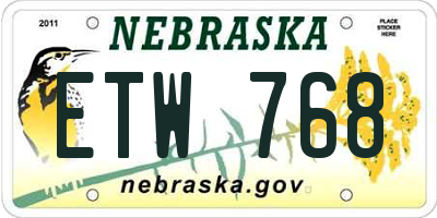 NE license plate ETW768