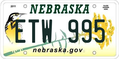 NE license plate ETW995