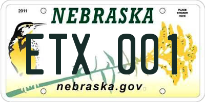 NE license plate ETX001