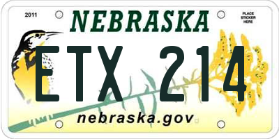 NE license plate ETX214