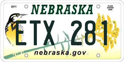 NE license plate ETX281