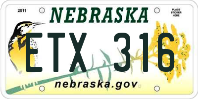 NE license plate ETX316