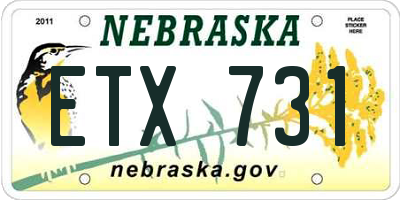 NE license plate ETX731