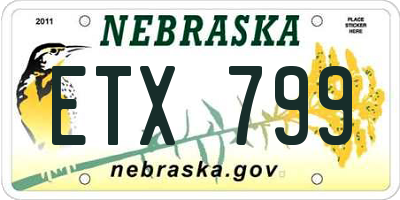 NE license plate ETX799