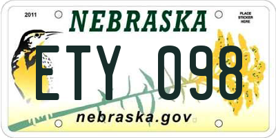 NE license plate ETY098