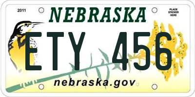 NE license plate ETY456