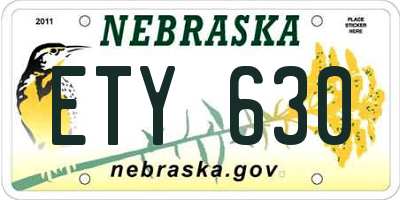 NE license plate ETY630