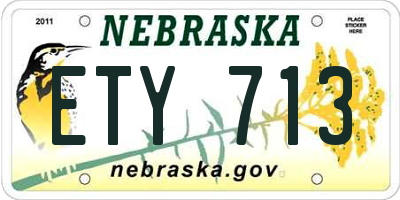NE license plate ETY713