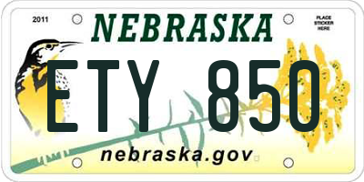 NE license plate ETY850