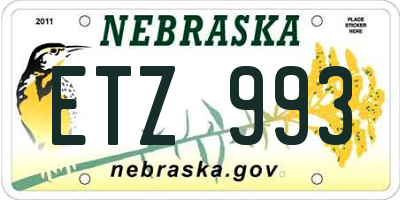 NE license plate ETZ993