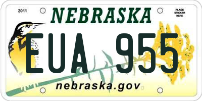 NE license plate EUA955