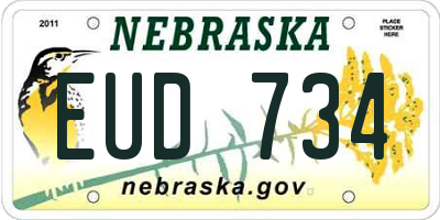 NE license plate EUD734