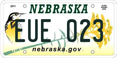 NE license plate EUE023