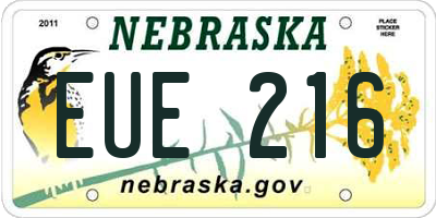 NE license plate EUE216