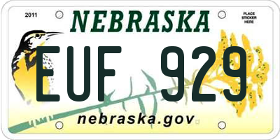 NE license plate EUF929
