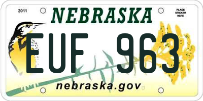 NE license plate EUF963
