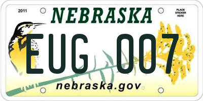 NE license plate EUG007
